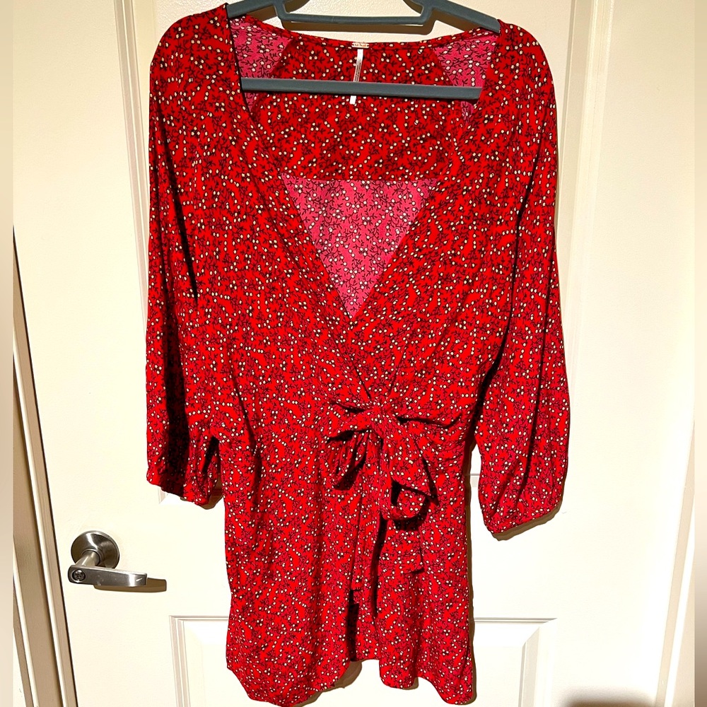 Red Tie Front Free People Tunic/Dress